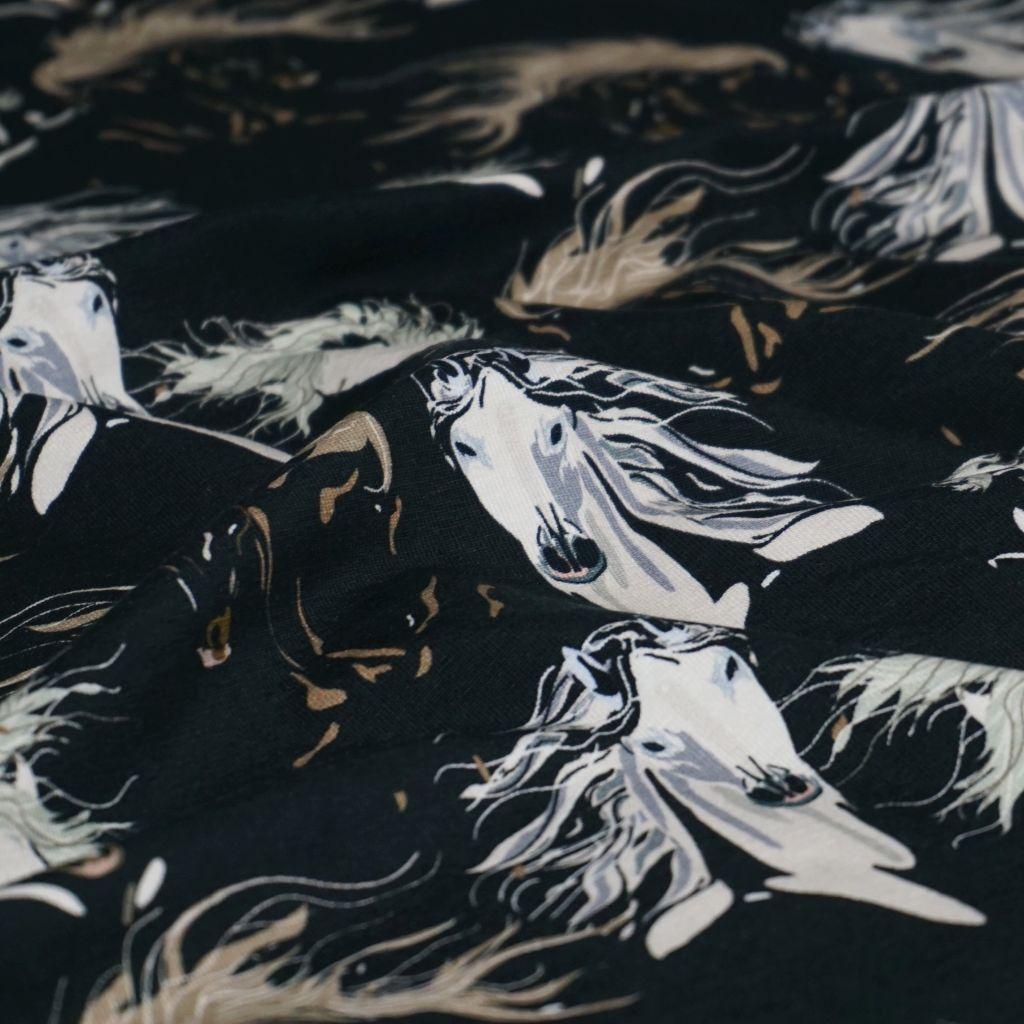 Baumwolljersey Pferde schwarz braun – FVJ